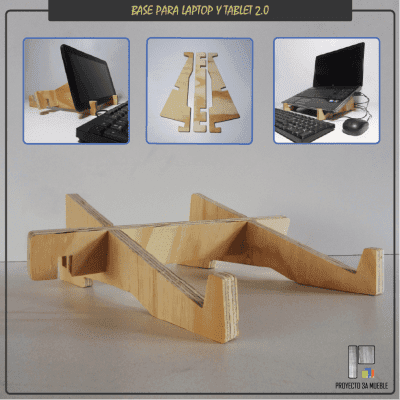 Soporte desarmable de madera pino para laptop y tablet 2.0
