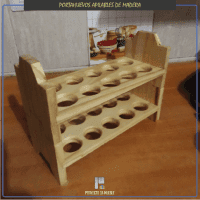 Porta huevos apilable de madera