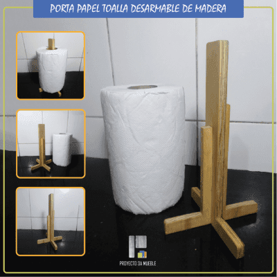 Porta papel toalla de madera pino 1.0