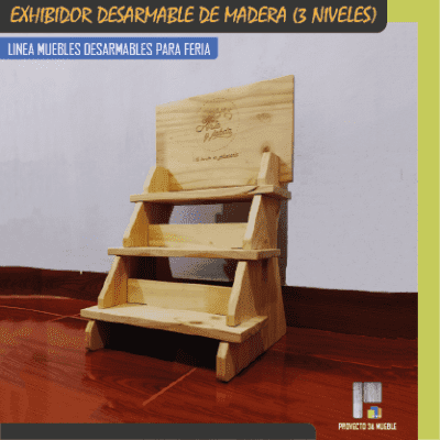 Exhibidor desarmable de madera 3 niveles