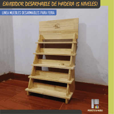 Exhibidor desarmable de madera 5 niveles