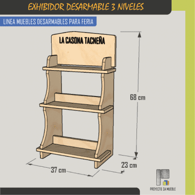 Exhibidor desarmable de madera M02 (variado) - Imagen 2