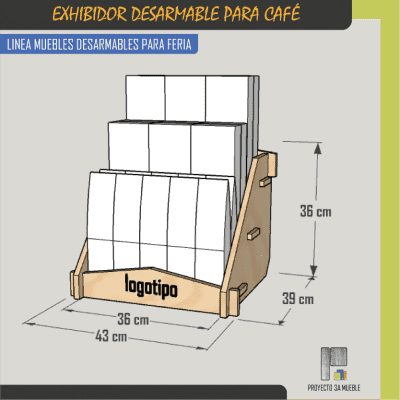 Exhibidor desarmable de madera para café - Imagen 2