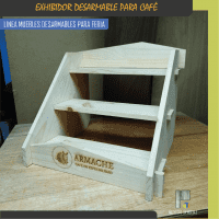 Exhibidor desarmable de madera para café