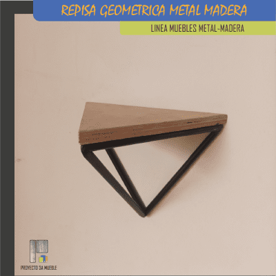 Repisa triangular de metal y madera - Imagen 2