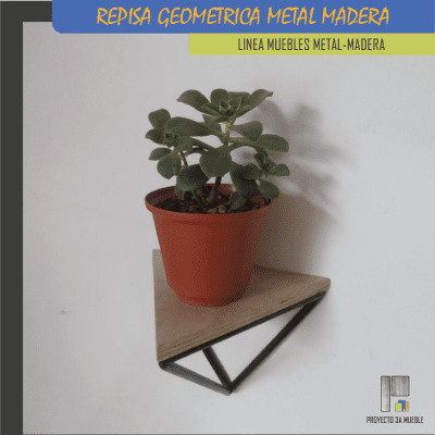 Repisa triangular de metal y madera