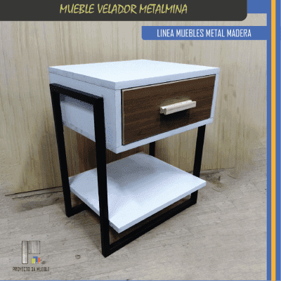 Velador de madera y metal