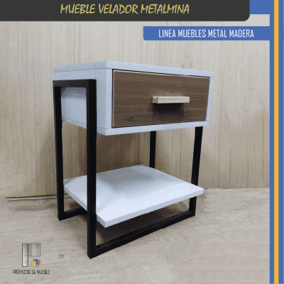 Velador de madera y metal - Imagen 2