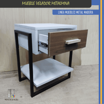 Velador de madera y metal - Imagen 3