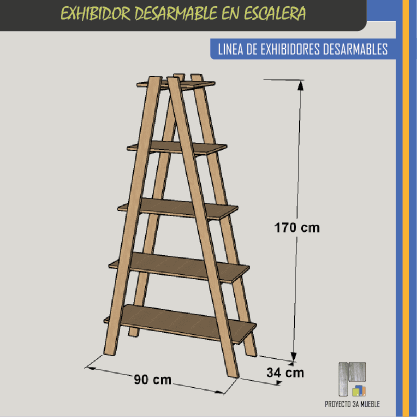 Exhibidor desarmable tipo escalera - Imagen 2