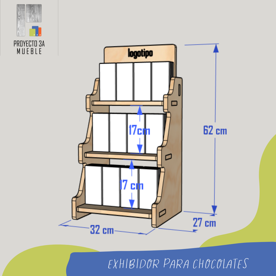 Exhibidor desarmable para chocolates
