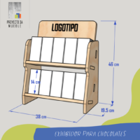 Exhibidor desarmable para chocolates (2 Repisas)